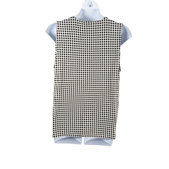 CJ Banks Tank Top Womens 1X Black White Gingham Mesh Embroidered Lace Overlay - Picture 5 of 16